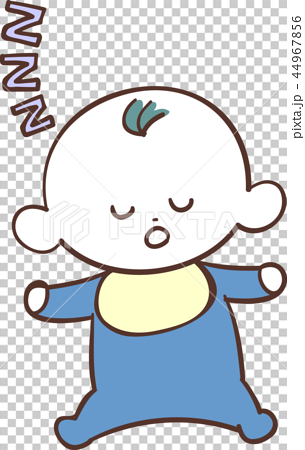 青い服を着た かわいい赤ちゃん 男の子 眠る 睡眠のイラスト素材