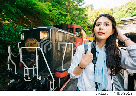traveler standing in front of the famous train traveler standing in front of the famous train 44968018