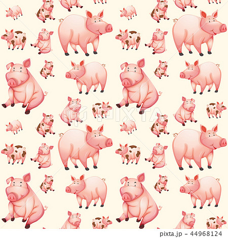 Pink Pig Seamless Patternのイラスト素材