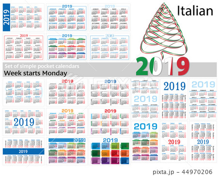 Set of simple Italian pocket calendars for 2019 44970206