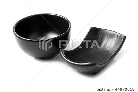 black ceramic bowls on white background black ceramic bowls on white background 44970619