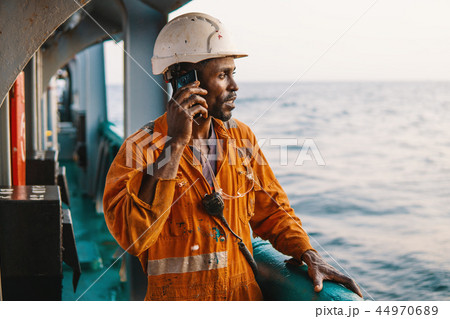 Bosun or AB seaman on deck of vessel or ship Bosun or AB seaman on deck of vessel or ship 44970689