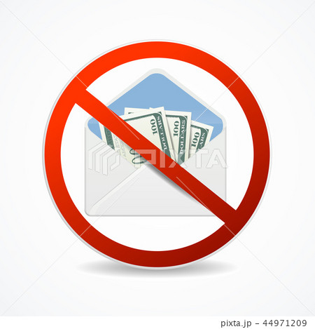 Realistic Detailed 3d No Corruption Sign with Money Mail. Vector 44971209