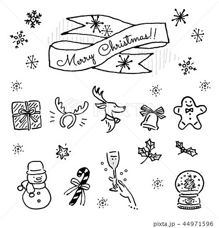 クリスマス 手描き イラスト セットのイラスト素材