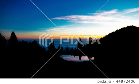 After sunset the colors in an alpine landscape After sunset the colors in an alpine landscape 44972406
