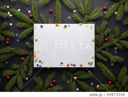 Christmas background, decorations and white sheet Christmas background, decorations and white sheet 44973540