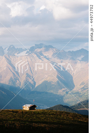Mountain hut in the Caucasus Mountains, Georgia Mountain hut in the Caucasus Mountains, Georgia 44973702