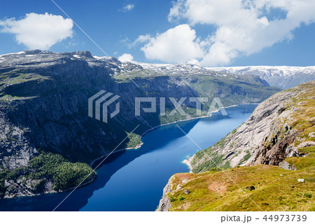 Ringedalsvatnet lake near Trolltunga trai, Norway 44973739