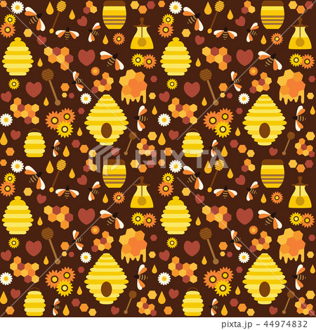 Honey and Beekeeping Seamless Pattern 44974832