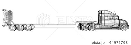 Low bed Truck Trailer. Wire-frame. EPS10 format. Vector created of 3d. 44975798