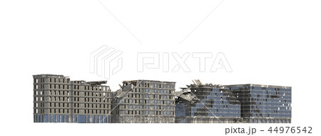 Ruined Buildings Isolated On White 3D Illustration Ruined Buildings Isolated On White 3D Illustration 44976542