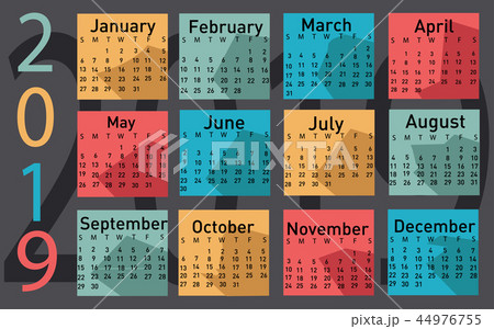 Calendar for 2019 vector illustration 44976755