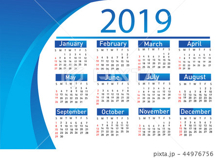 Calendar for 2019 vector illustration 44976756