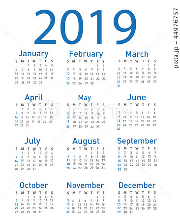 Calendar for 2019 vector illustration 44976757