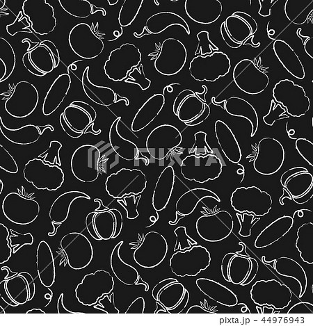 Chalk silhouette vegetables on black chalkboard 44976943