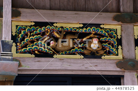 日光東照宮　神厩舎　猿の彫刻　「恋に悩む」 （ 栃木県 日光市 ） 44978525