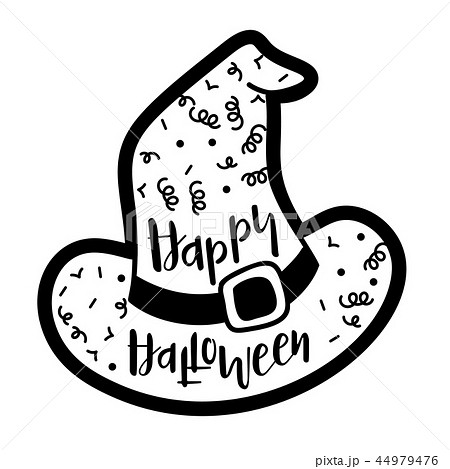 Witch hat template saying Happy Halloween 44979476