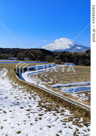 富士山と雪解けの田園風景 富士山と雪解けの田園風景 44980082