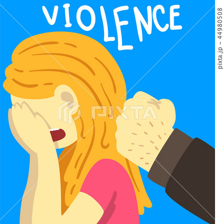 Violence, man beating crying woman, stop violence against women poster banner template vector 44980508