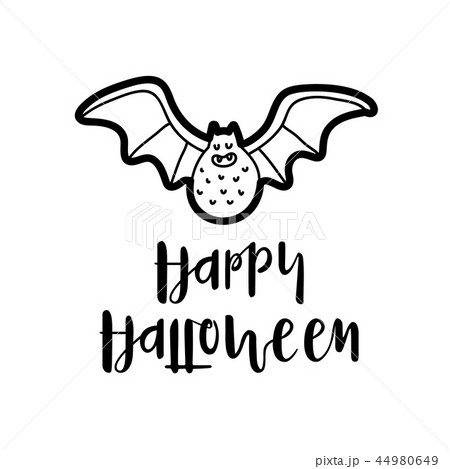Cartoon bat and message Happy Halloween 44980649