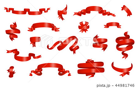 Red glossy ribbon different banners set Red glossy ribbon different banners set 44981746