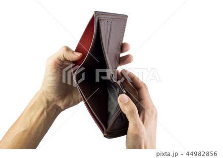 Man hand holding empty wallet isolated on white 44982856