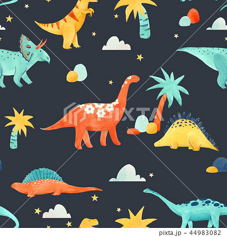 Watercolor dinosaur baby pattern 44983082