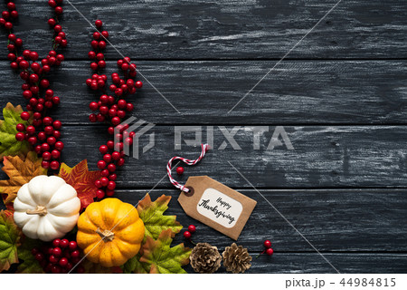 Top view of Autumn maple leaves with Pumpkin Top view of Autumn maple leaves with Pumpkin 44984815