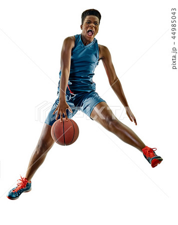 Basketball players woman teenager girl isolated shadows 44985043