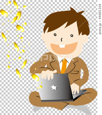 パソコン一つで仕事ができるのイラスト素材 44985104 Pixta