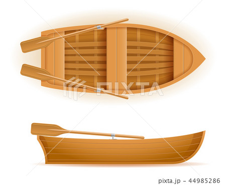 wooden boat top and side view vector illustration 44985286