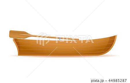 wooden boat side view vector illustration 44985287