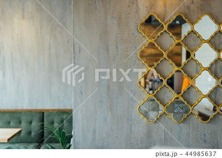 modern pizzeria interior with gray plaster on the walls modern pizzeria interior with gray plaster on the walls 44985637