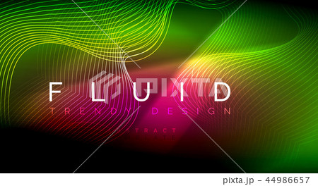 Neon glowing fluid wave lines, magic energy space light concept, abstract background wallpaper Neon glowing fluid wave lines, magic energy space light concept, abstract background wallpaper 44986657