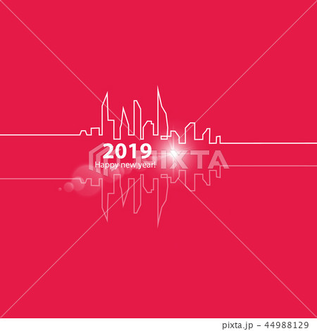 Happy new year 2019 with sun. Vector 44988129