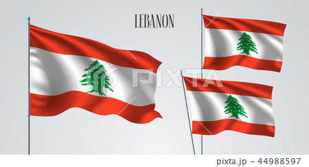 Lebanon waving flag set of vector illustration 44988597