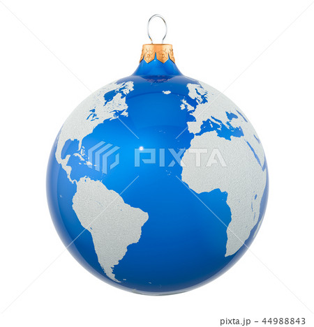 Christmas ball as Earth Globe, 3D rendering Christmas ball as Earth Globe, 3D rendering 44988843