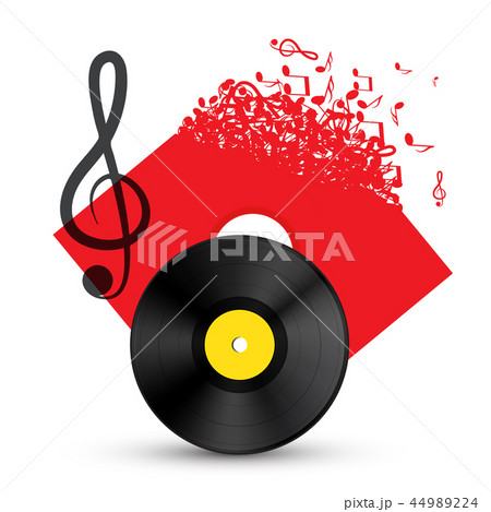 Treble Clef with Vinyl Record Disc 44989224