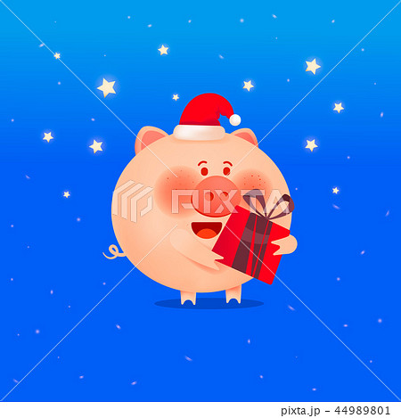The year of the pig. Cute smiling little pig. 44989801