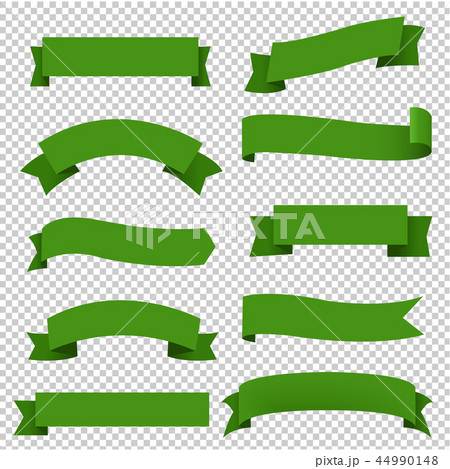 Big Green Ribbons Set Transparent Background 44990148