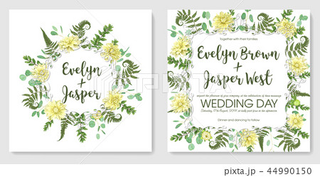 Beautiful delicate vector wedding invitation set, 44990150