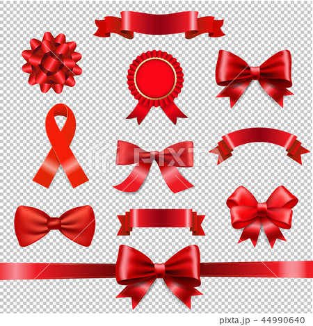 Red Ribbon Bow Set Transparent Background 44990640