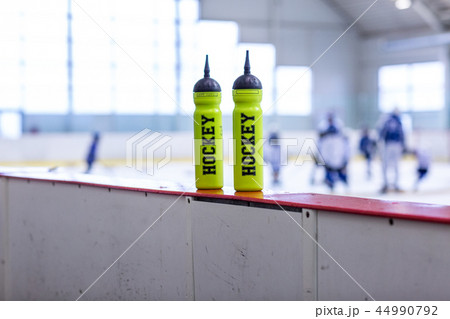 ice hockey rink, bottle on board ice hockey rink, bottle on board 44990792