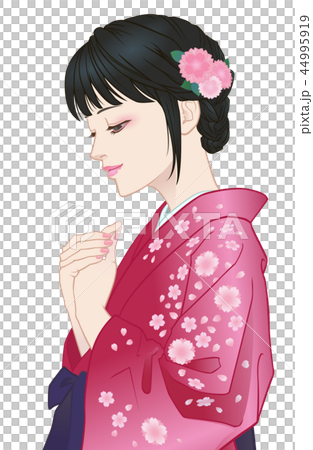 袴姿の女の子　恋心　赤 44995919