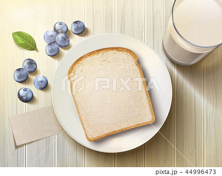 Top view of breakfast set 44996473