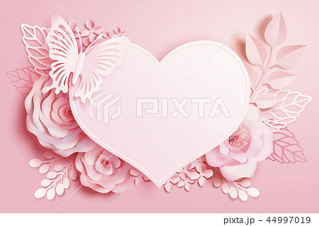 Heart and flower in paper art 44997019