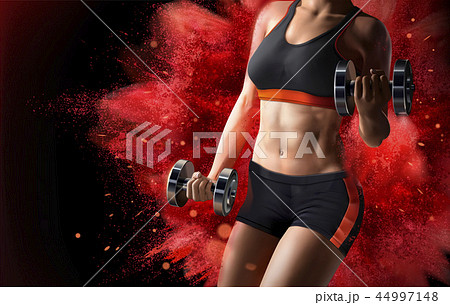 Fitness woman lifting weights 44997148