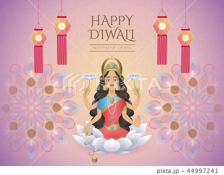 Happy Diwali design with Lakshmi 44997241