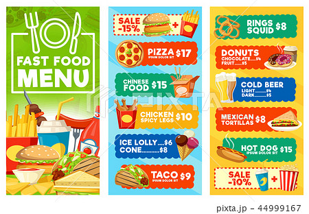 Fast food snacks and drinks menu 44999167