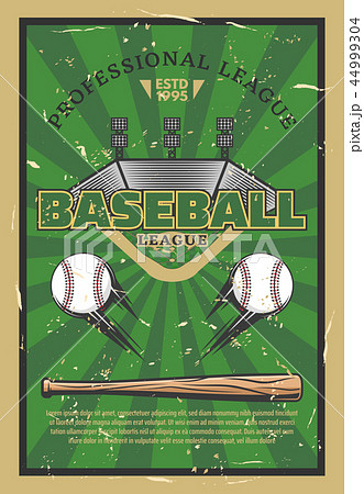 Baseball game stadium field with balls and bat 44999304